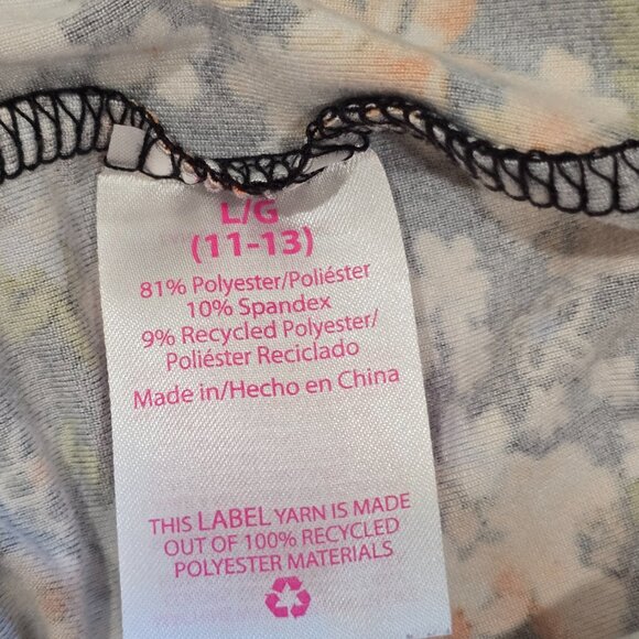 No Boundaries Floral Print on Black Stretch Flared Leggings Sz Large 11-13 - Picture 2 of 7